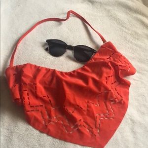 Bright Red Strapless Bikini Top